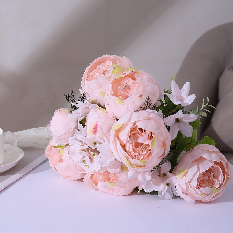Duovlo Springs Flowers Artificial Silk Peony Bouquets Wedding Home Decoration,Pack of 1 (Spring Pure Pink) - Image 4